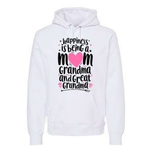 Happiness Is Being A Mom Grandma And Great Grandma Premium Hoodie