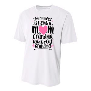 Happiness Is Being A Mom Grandma And Great Grandma Youth Performance Sprint T-Shirt