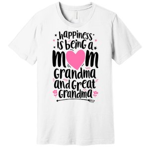 Happiness Is Being A Mom Grandma And Great Grandma Premium T-Shirt