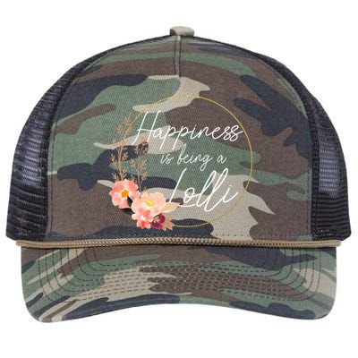 Happiness Is Being A Lolli Announcement Floral Mothers Day Retro Rope Trucker Hat Cap