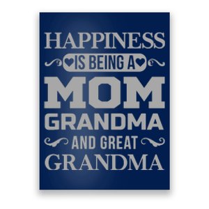 Happiness Is Being A Mom Grandma And Great Grandma Poster