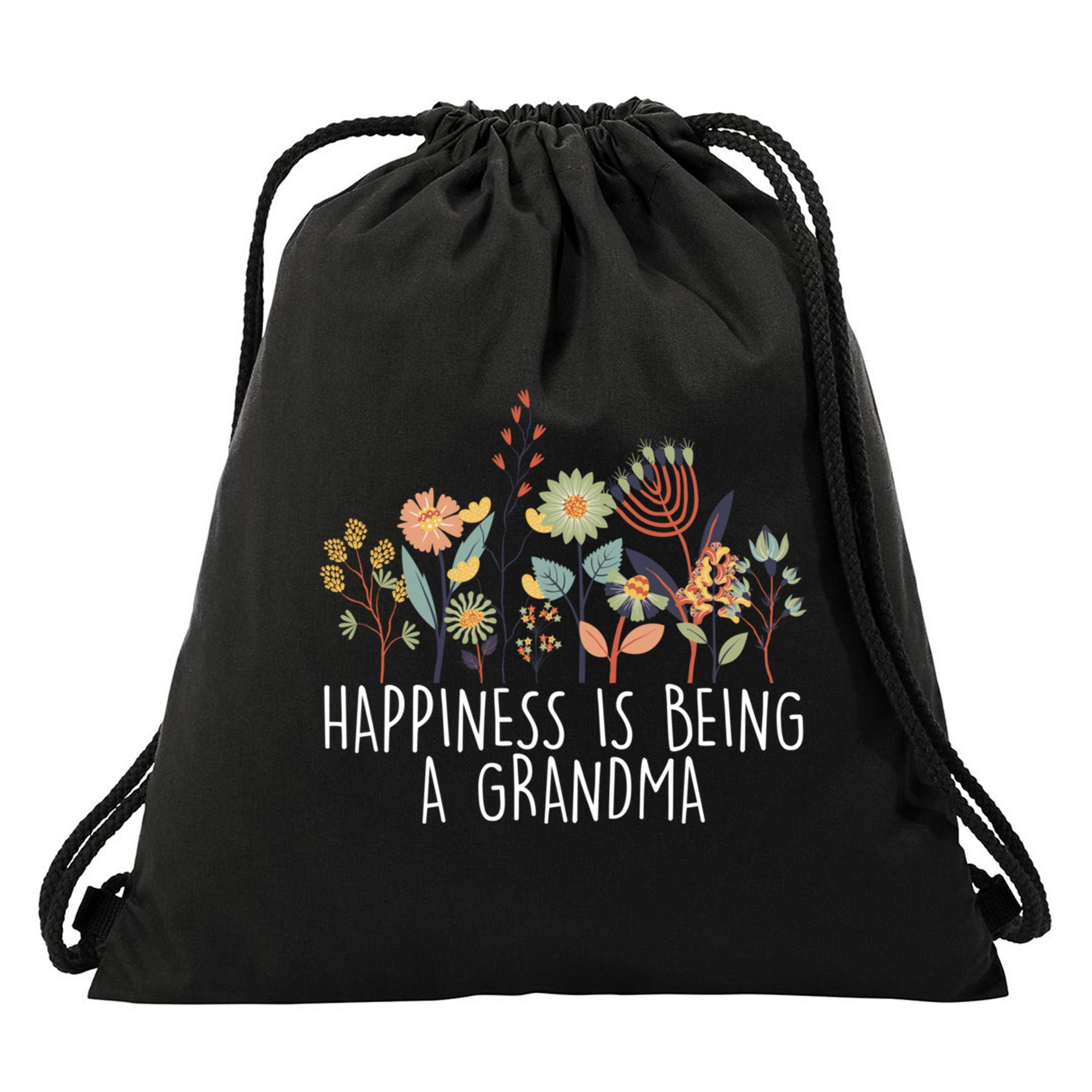 Happiness Is Being Grandma Wildflower Grandma MotherS Day Meaningful Gift Drawstring Bag