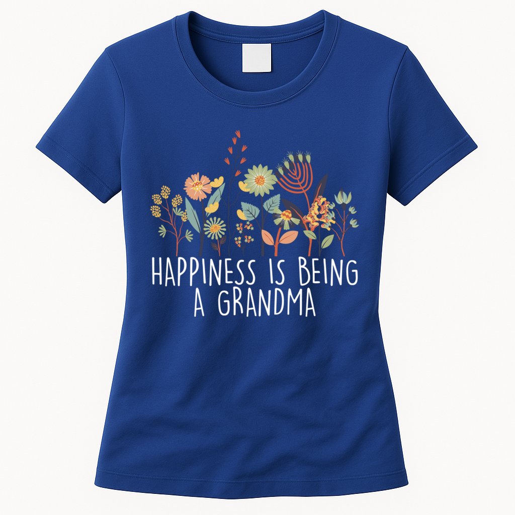 Happiness Is Being Grandma Wildflower Grandma MotherS Day Meaningful Gift Womens T-Shirt
