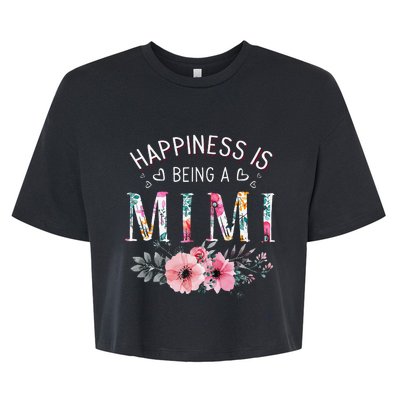 Happiness is being a Mimi Funny Mimi Mother's Day Bella+Canvas Jersey Crop Tee