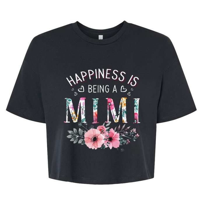 Happiness is being a Mimi Funny Mimi Mother's Day Bella+Canvas Jersey Crop Tee