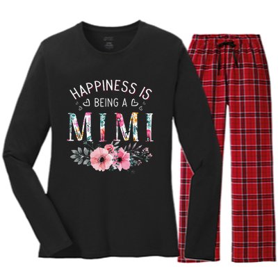 Happiness is being a Mimi Funny Mimi Mother's Day Women's Long Sleeve Flannel Pajama Set 