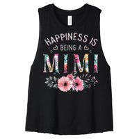 Happiness is being a Mimi Funny Mimi Mother's Day Women's Racerback Cropped Tank