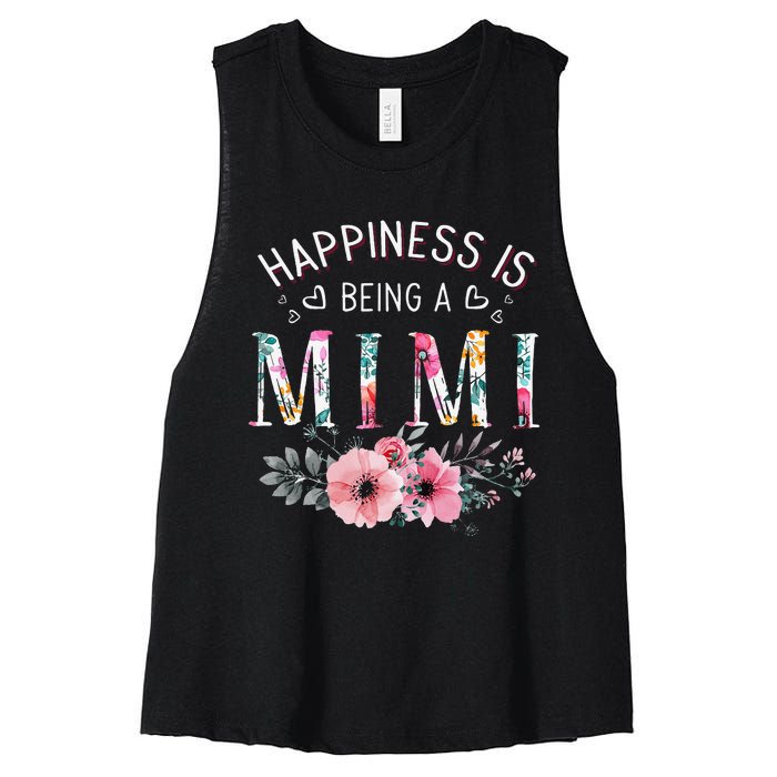 Happiness is being a Mimi Funny Mimi Mother's Day Women's Racerback Cropped Tank