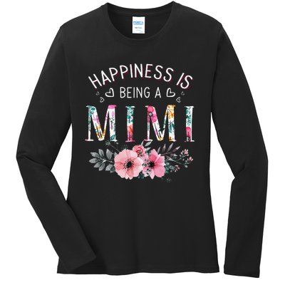 Happiness is being a Mimi Funny Mimi Mother's Day Ladies Long Sleeve Shirt