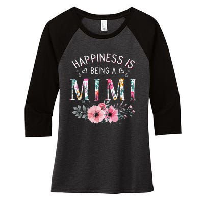 Happiness is being a Mimi Funny Mimi Mother's Day Women's Tri-Blend 3/4-Sleeve Raglan Shirt