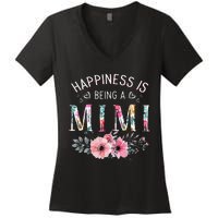 Happiness is being a Mimi Funny Mimi Mother's Day Women's V-Neck T-Shirt