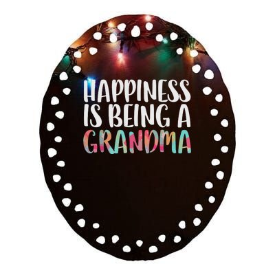 Happiness Is Being A Grandma Mothers Day Ceramic Oval Ornament