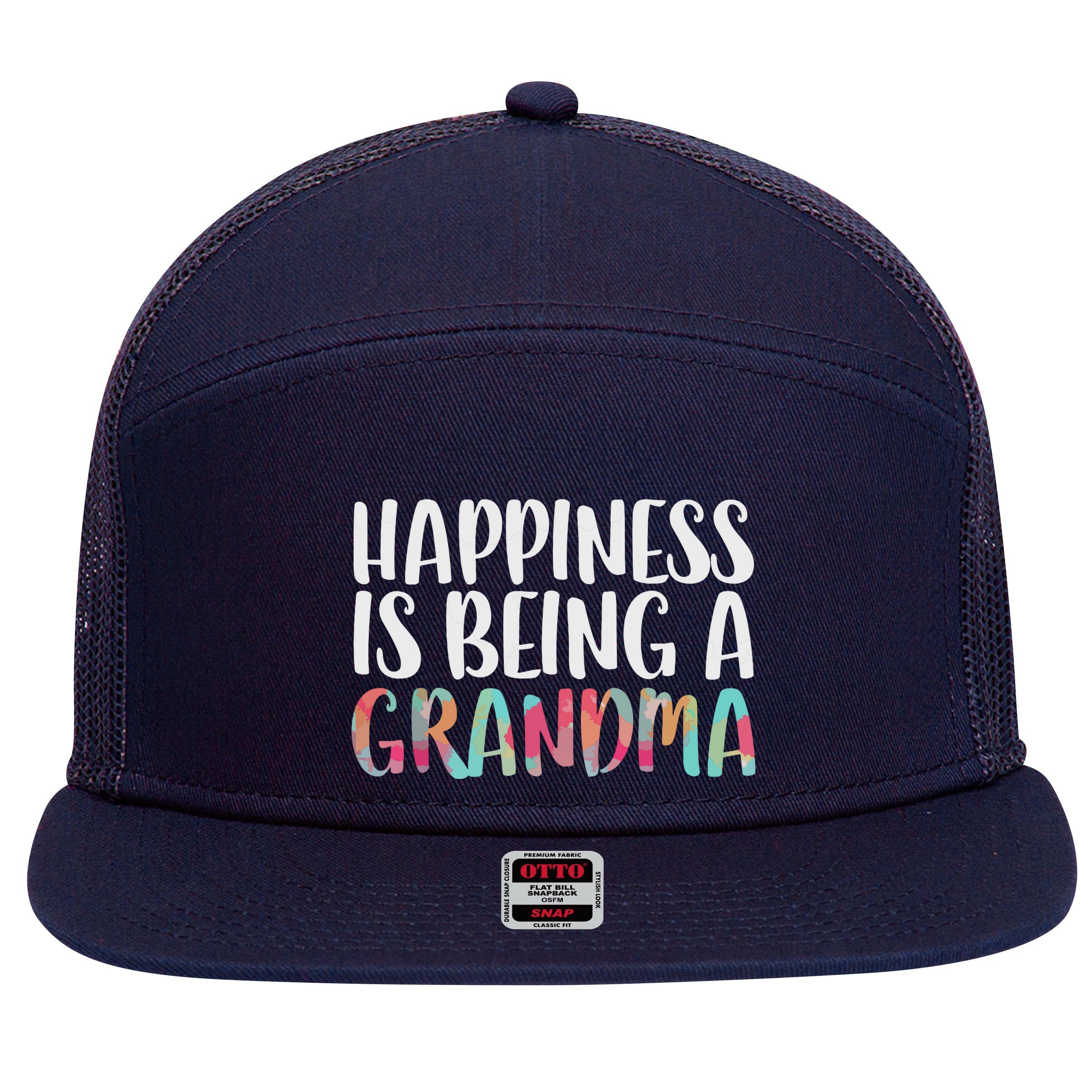 Happiness Is Being A Grandma Mothers Day 7 Panel Mesh Trucker Snapback Hat