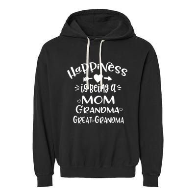 Happiness Is Being A Mom Grandma Great Grandma Long Sleeve Garment-Dyed Fleece Hoodie