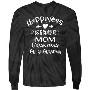 Happiness Is Being A Mom Grandma Great Grandma Long Sleeve Tie-Dye Long Sleeve Shirt