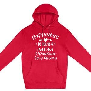 Happiness Is Being A Mom Grandma Great Grandma Long Sleeve Premium Pullover Hoodie