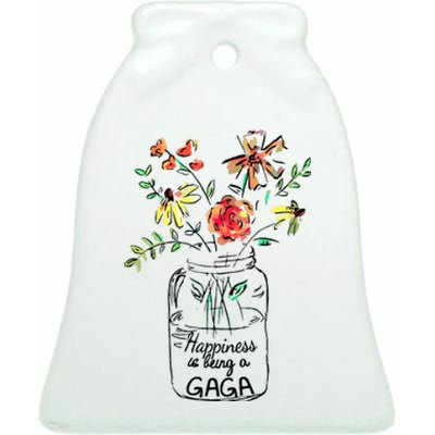 Happiness Is Being Gaga Life Flower Artgrandma Ceramic Bell Ornament