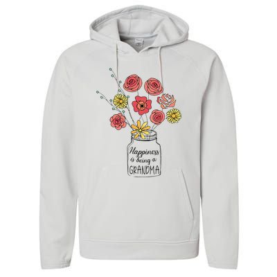 Happiness Is Being A Grandma Flower Mother's Day Performance Fleece Hoodie