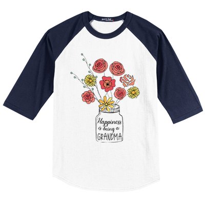 Happiness Is Being A Grandma Flower Mother's Day Baseball Sleeve Shirt