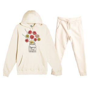 Happiness Is Being A Grandma Flower Mother's Day Premium Hooded Sweatsuit Set