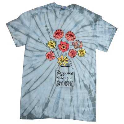 Happiness Is Being A Grandma Flower Mother's Day Tie-Dye T-Shirt