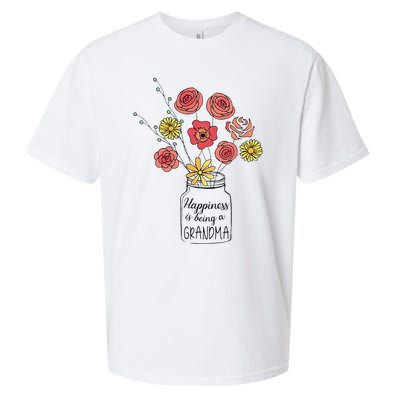 Happiness Is Being A Grandma Flower Mother's Day Sueded Cloud Jersey T-Shirt