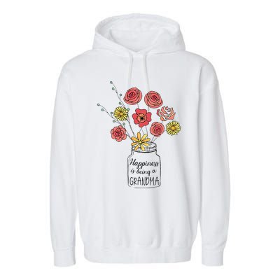 Happiness Is Being A Grandma Flower Mother's Day Garment-Dyed Fleece Hoodie