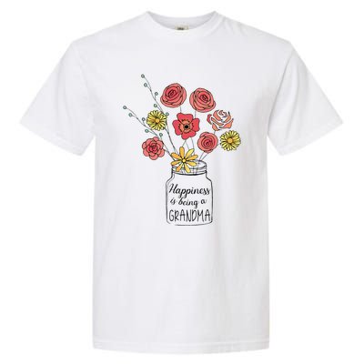 Happiness Is Being A Grandma Flower Mother's Day Garment-Dyed Heavyweight T-Shirt