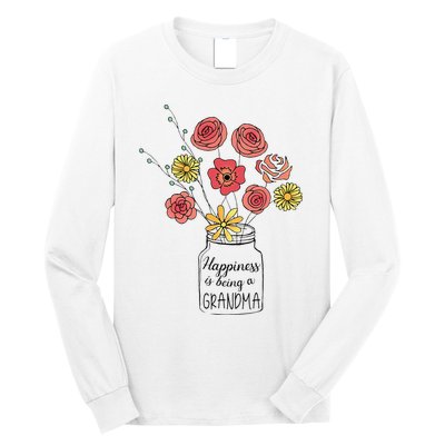 Happiness Is Being A Grandma Flower Mother's Day Long Sleeve Shirt