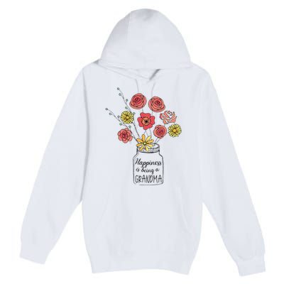 Happiness Is Being A Grandma Flower Mother's Day Premium Pullover Hoodie