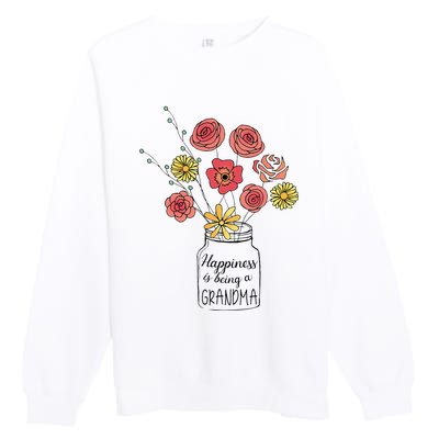 Happiness Is Being A Grandma Flower Mother's Day Premium Crewneck Sweatshirt