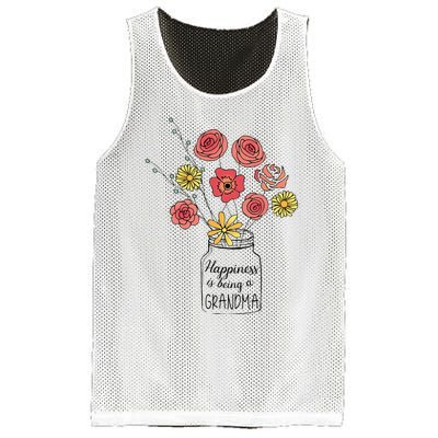 Happiness Is Being A Grandma Flower Mother's Day Mesh Reversible Basketball Jersey Tank