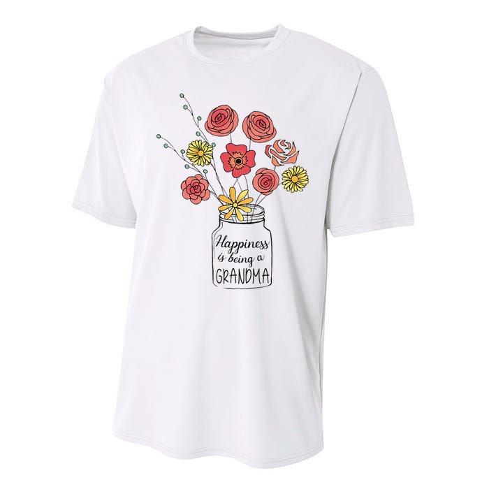 Happiness Is Being A Grandma Flower Mother's Day Performance Sprint T-Shirt