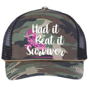 Had It Beat It Survivor Breast Cancer Retro Rope Trucker Hat Cap