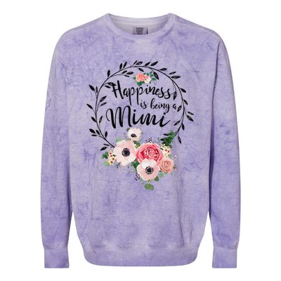 Happiness Is Being A Mimi Floral Decoration Colorblast Crewneck Sweatshirt