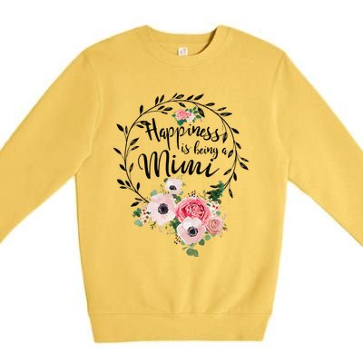 Happiness Is Being A Mimi Floral Decoration Premium Crewneck Sweatshirt