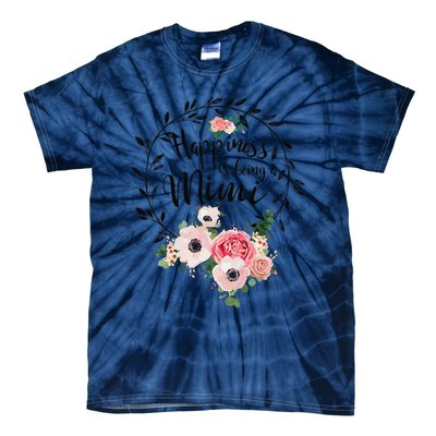 Happiness Is Being A Mimi Floral Decoration Tie-Dye T-Shirt