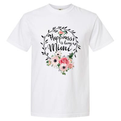 Happiness Is Being A Mimi Floral Decoration Garment-Dyed Heavyweight T-Shirt