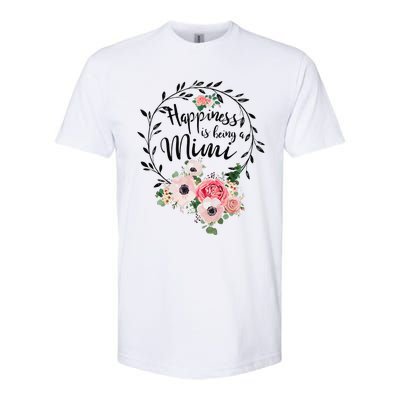 Happiness Is Being A Mimi Floral Decoration Softstyle CVC T-Shirt