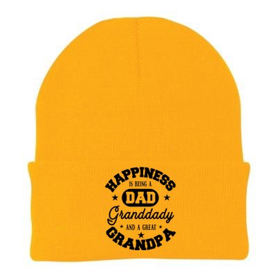 Happiness Is Being A Dad Granddady And Great Grandpa Gift Knit Cap Winter Beanie