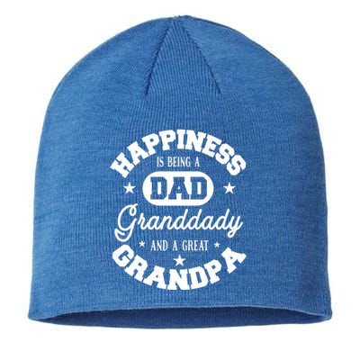 Happiness Is Being A Dad Granddady And Great Grandpa Gift Sustainable Beanie