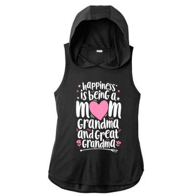 Happiness Is Being A Mom Great Grandma Ladies PosiCharge Tri-Blend Wicking Draft Hoodie Tank