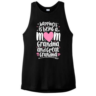 Happiness Is Being A Mom Great Grandma Ladies PosiCharge Tri-Blend Wicking Tank