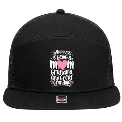 Happiness Is Being A Mom Great Grandma 7 Panel Mesh Trucker Snapback Hat