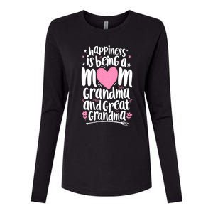 Happiness Is Being A Mom Great Grandma Womens Cotton Relaxed Long Sleeve T-Shirt