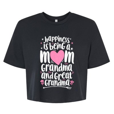 Happiness Is Being A Mom Great Grandma Bella+Canvas Jersey Crop Tee