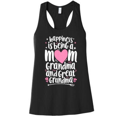 Happiness Is Being A Mom Great Grandma Women's Racerback Tank