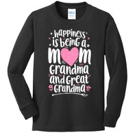 Happiness Is Being A Mom Great Grandma Kids Long Sleeve Shirt