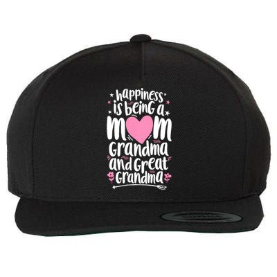 Happiness Is Being A Mom Great Grandma Wool Snapback Cap