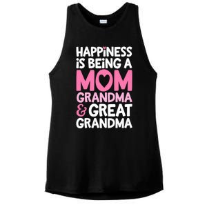 Happiness Is Being A Mom Grandma And Great Grandma Mother Ladies PosiCharge Tri-Blend Wicking Tank